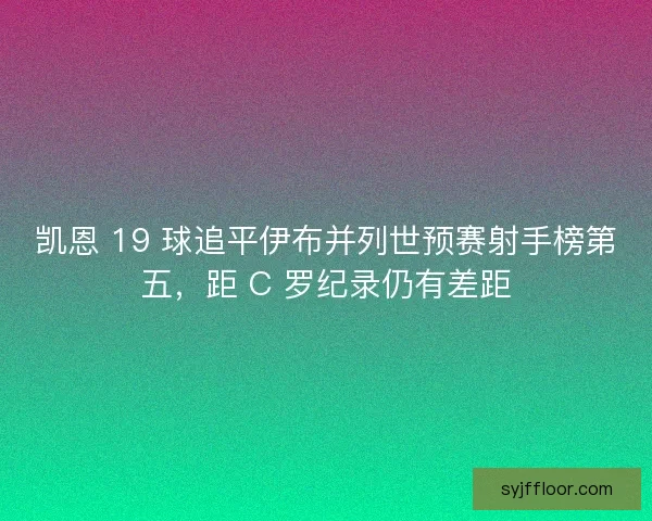 凯恩 19 球追平伊布并列世预赛射手榜第五，距 C 罗纪录仍有差距