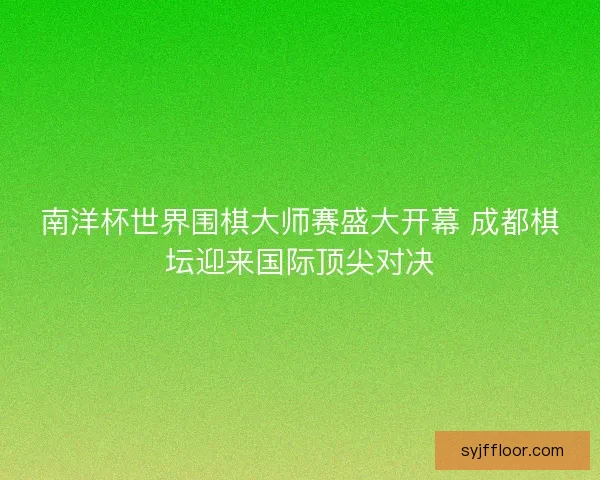 南洋杯世界围棋大师赛盛大开幕 成都棋坛迎来国际顶尖对决