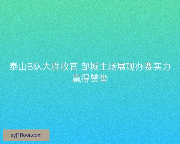 泰山B队大胜收官 邹城主场展现办赛实力赢得赞誉