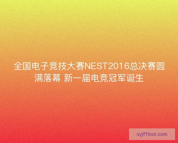 全国电子竞技大赛NEST2016总决赛圆满落幕 新一届电竞冠军诞生