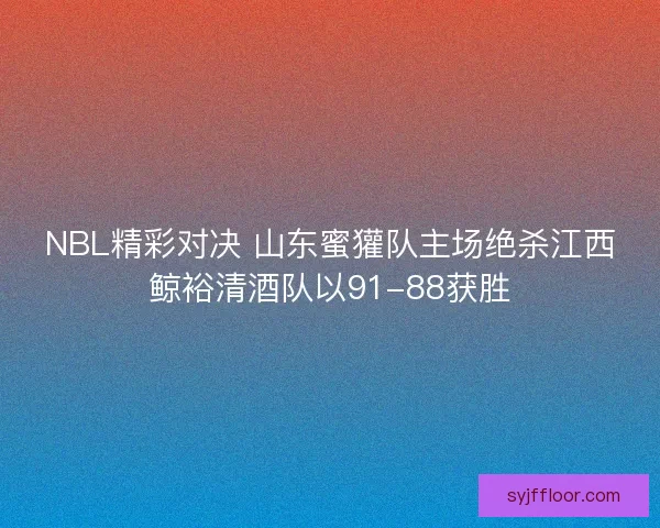 NBL精彩对决 山东蜜獾队主场绝杀江西鲸裕清酒队以91-88获胜