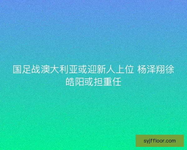 国足战澳大利亚或迎新人上位 杨泽翔徐皓阳或担重任